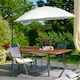 image 2 of Outsunny 3m Cantilever Shanghai Parasol Garden Hanging Banana Sun Umbrella with Crank Handle, 18 Sturdy Ribs and Cross Base, White