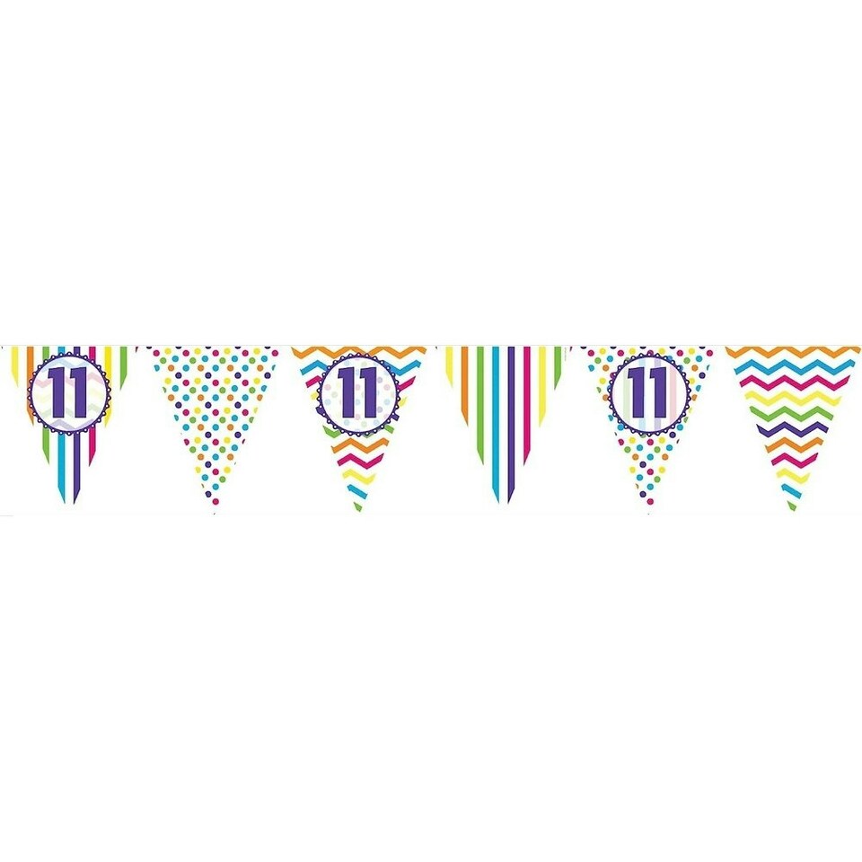 Creative Party Paper Pennant 11th Birthday Banner - Multicoloured - One Size