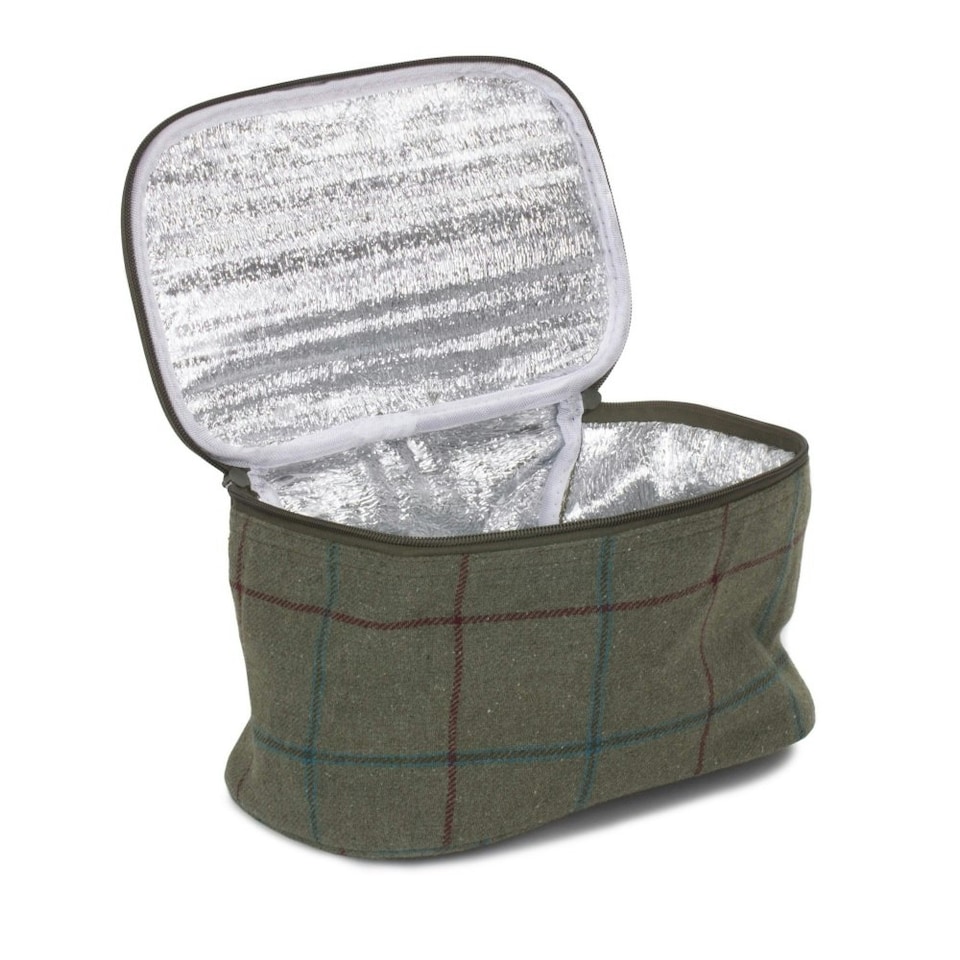 image 1 of Small Green Tweed Cooler Picnic Bag