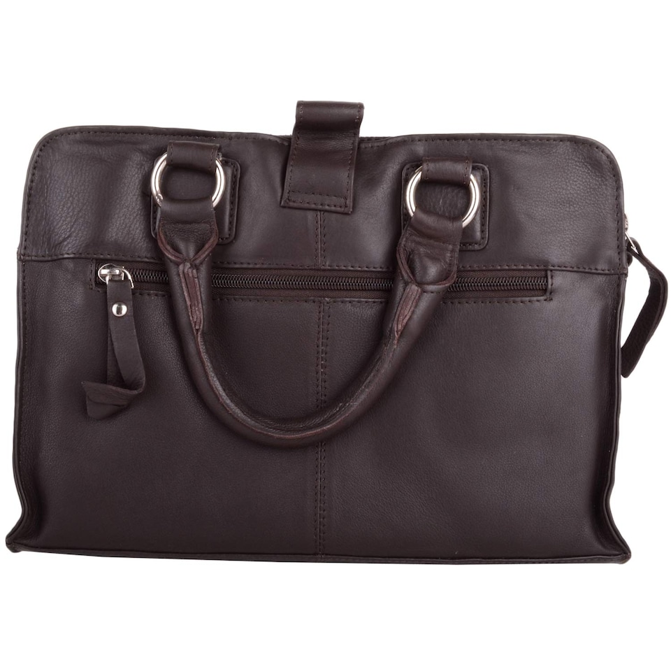 image 1 of London Leathergoods Womens Soft Premium Leather Hand Bag / Shoulder Bag with Detachable Strap | Brown | Dark Brown