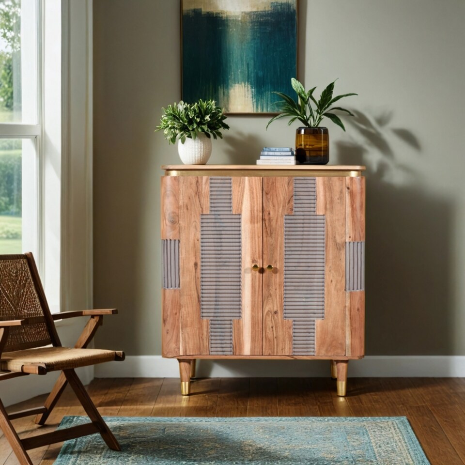 image 1 of Wilton 2 Doors Sideboard - Acacia Wood - L40 x W80 x H95 cm | Brown