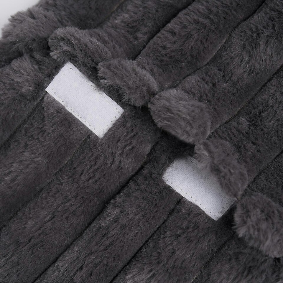 image 1 of OHS 2L Hot Water Bottle & Soft Plush Faux Fur Ribbed Cover - Charcoal