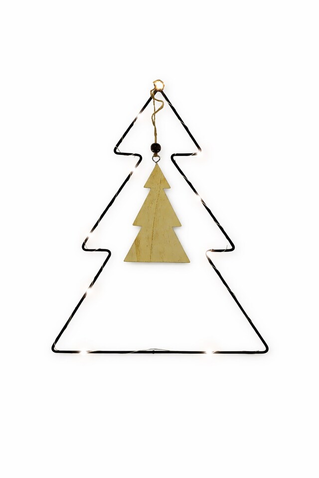 image 1 of St Helens METAL Christmas TREE SHAPE WOODEN HANGING CENTRE