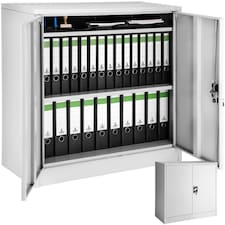 Filing Cabinet - 3 shelves, height-adjustable, lockable, 90 x 40 x 90 cm Grey