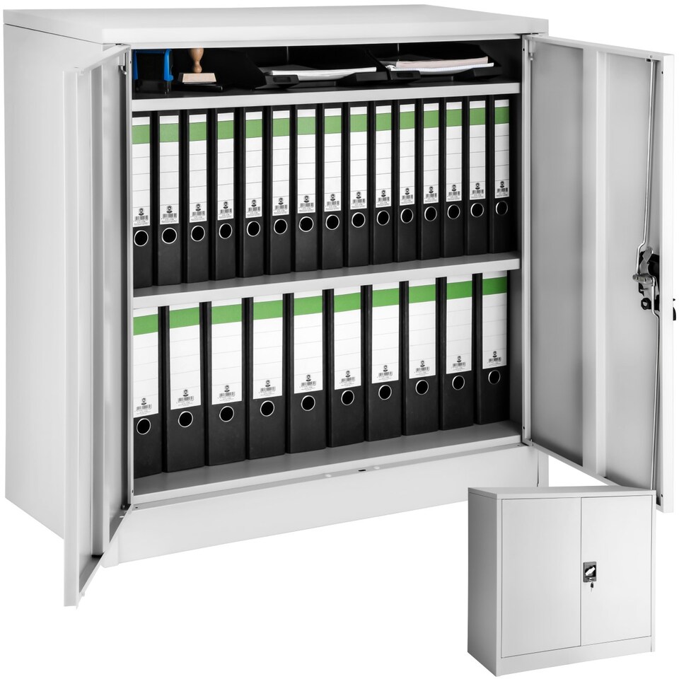 image 1 of Filing Cabinet - 3 shelves, height-adjustable, lockable, 90 x 40 x 90 cm Grey