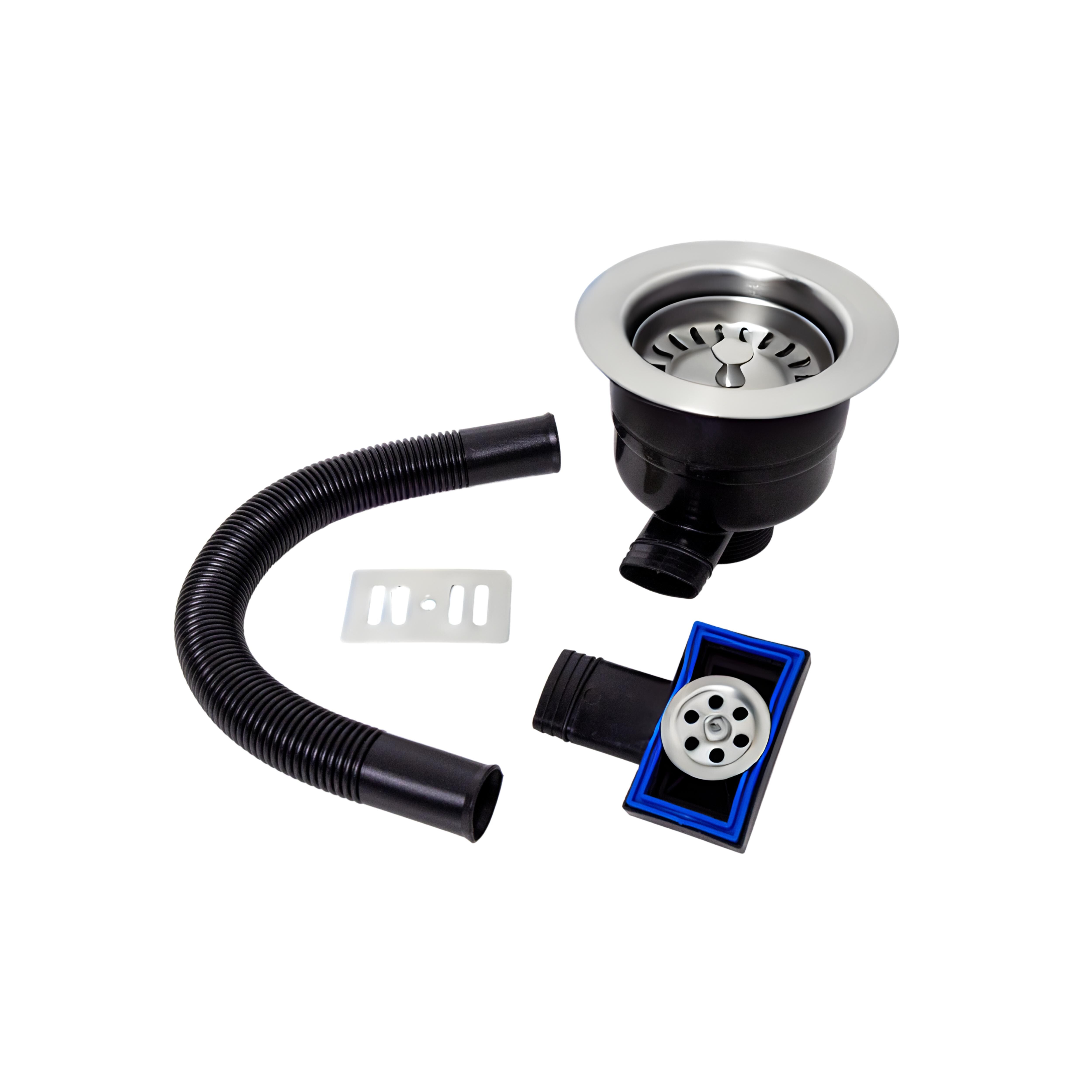 Balterley Round Kitchen Sink Strainer Waste with Overflow, Top Fix Installation Silver Chrome