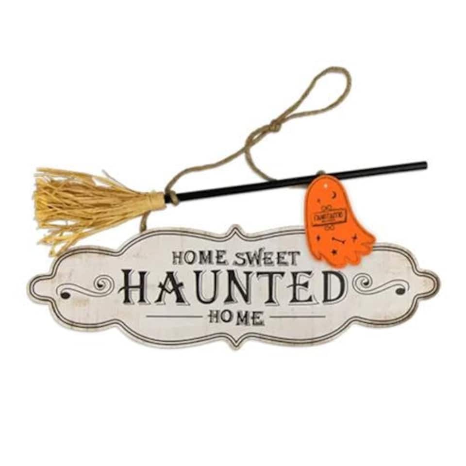 Haunted Home Halloween Wooden Plaque Hanging Decoration 40cm
