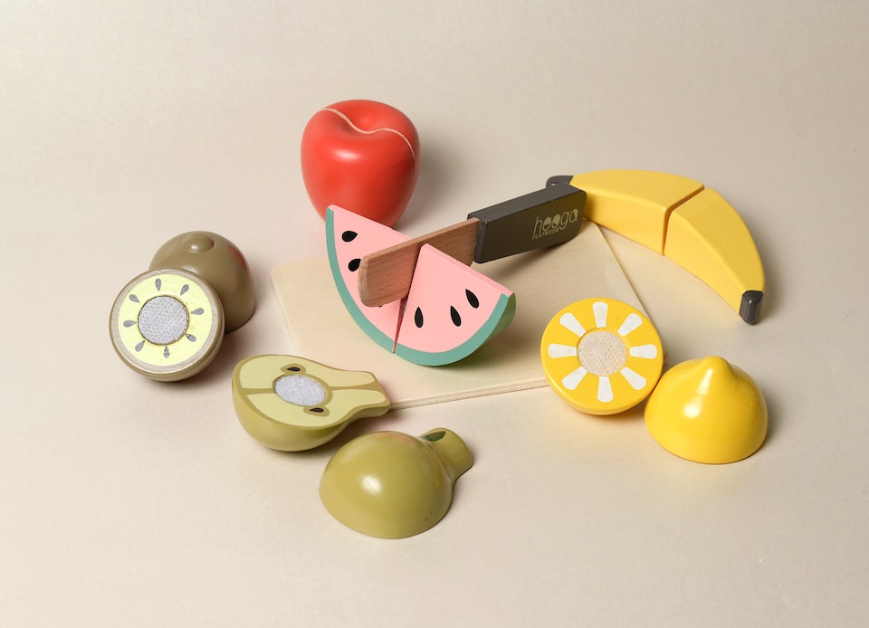 image 1 of Hooga Playroom Chopping Play Food - Wooden Play Fruit