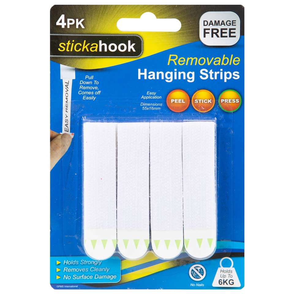 image 1 of VFM e-Store Removable Picture Hanging Hooks, Pack of 4, No Damage