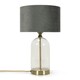 image 3 of ValueLights Jessy Glass Gold Metal Table Lamp Grey Velvet Shade & Bulb | Grey