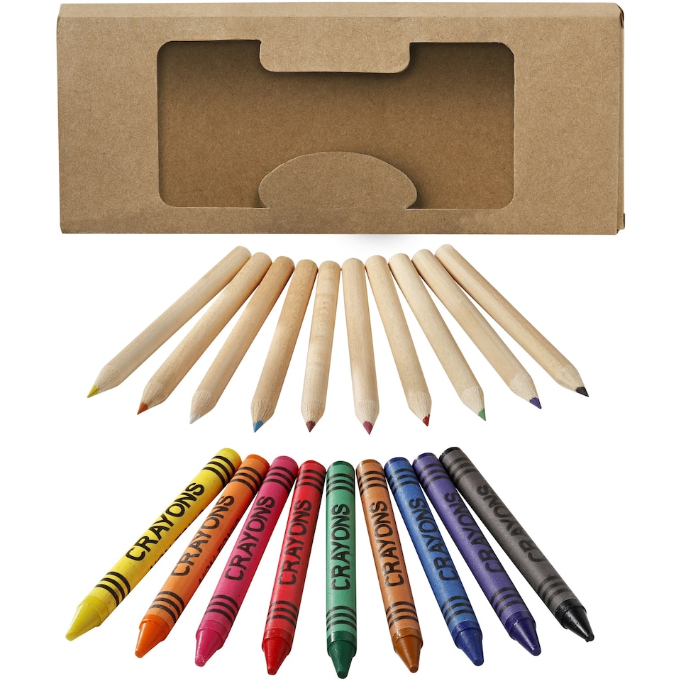 Bullet 19 Piece Pencil And Crayon Set - Natural - 17.8 x 7.3 x 0.9 cm