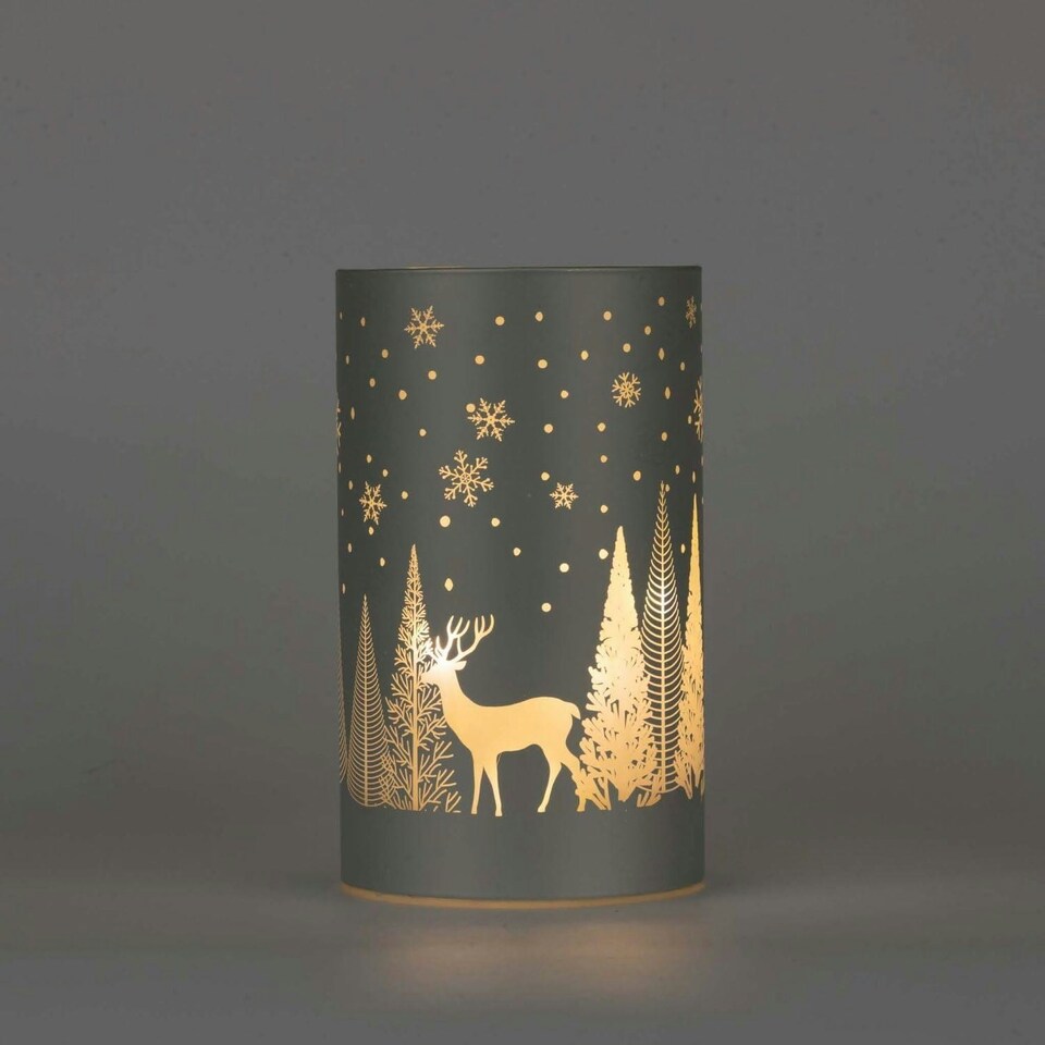 image 1 of 17cm Christmas Decorated Vase Led Silver Glass Vase / Forest