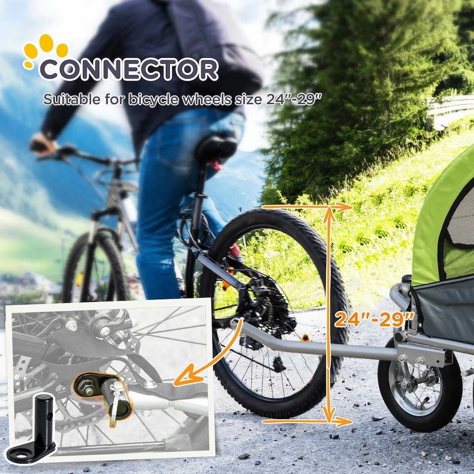 image 1 of PawHut Pet Bicycle Trailer Water Resistant Carrier 3 Wheels Push Pull Brake