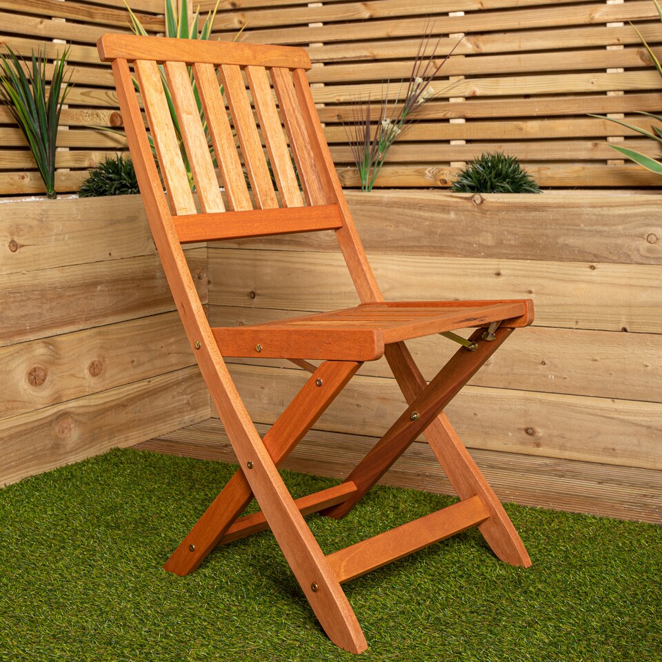 image 1 of Set of 2 Bowness Outdoor Garden Patio Wooden Folding Chairs | Brown | Brown