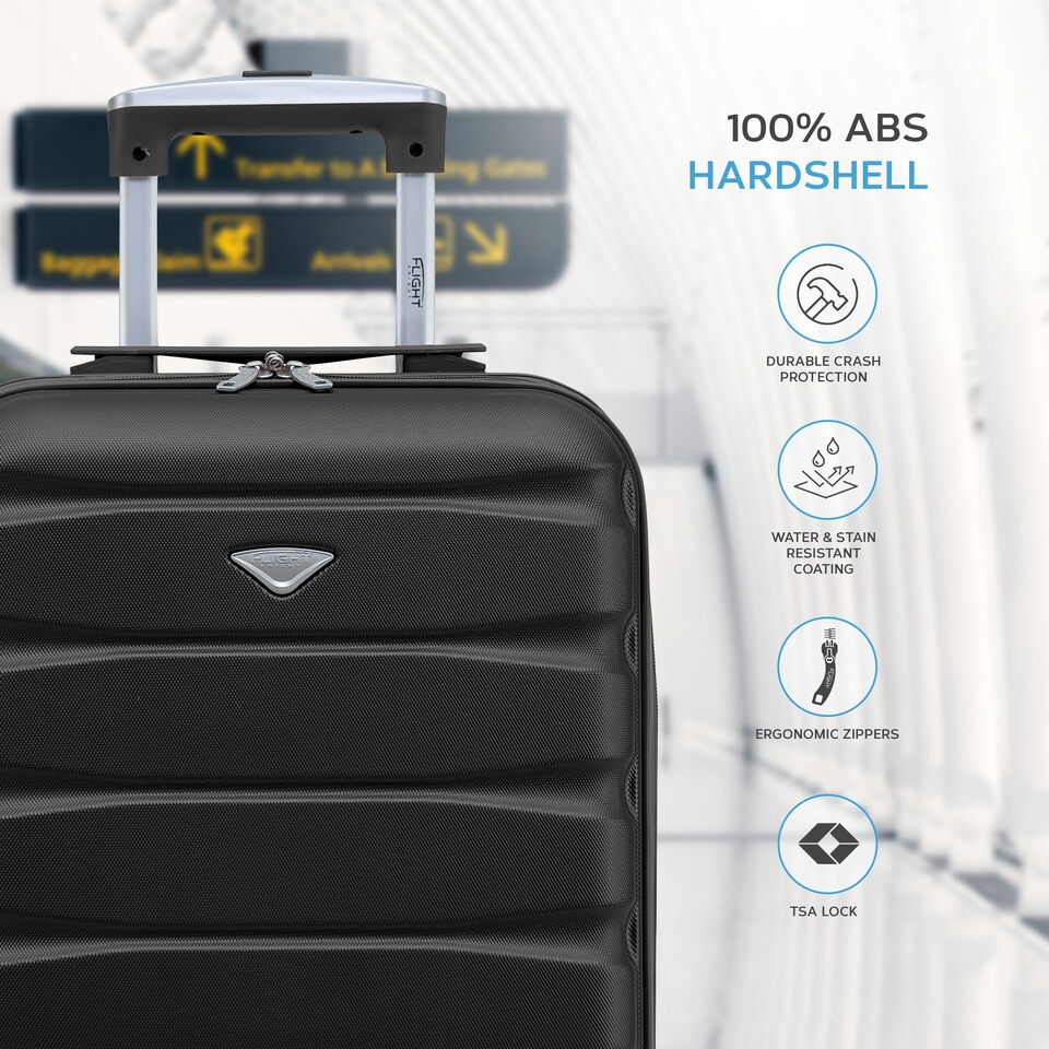 image 1 of Flight Knight Cabin Suitcase 55x35x20cm, Lightweight Carry On Bag - Over 100 Airlines- Ryanair, EasyJet, British Airways - Hand Luggage, ABS Hard Shell TSA Lock Silver | Silver | Cabin Bag