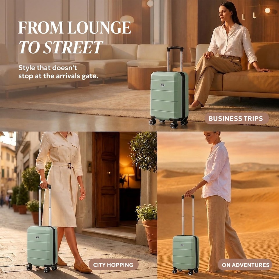 image 1 of Lugg Jetset Lightweight ABS Hard Shell Cabin Suitcase with 4 Spinner Wheels (40x30x20cm)