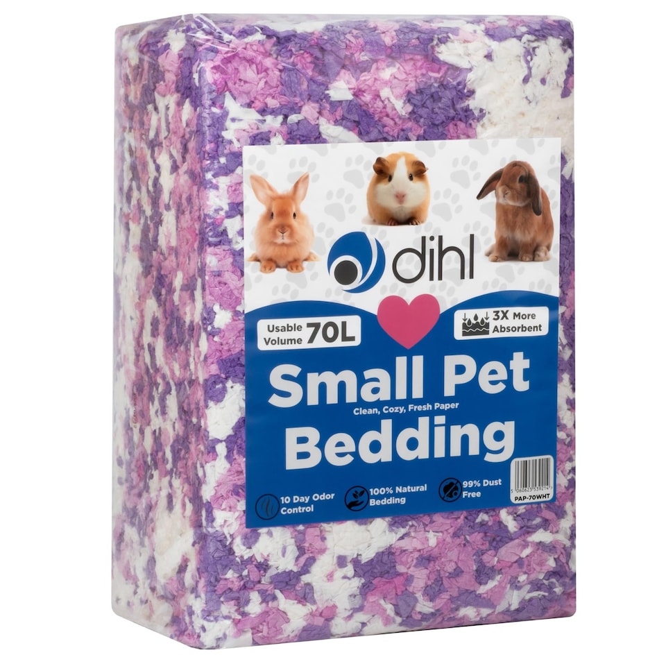 Dihl 70L Paper Animal Pet Paper Bedding - Purple, Pink & White
