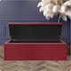 image 2 of 180cm Safar Large Striped Storage Ottoman Box, Red Plush Velvet Upholstered Deep Storage Ottoman End of Bed Bench