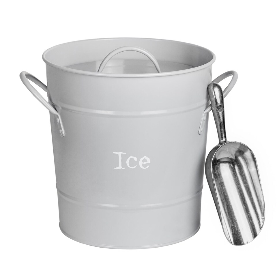 image 1 of Harbour Housewares Vintage Metal Ice Bucket with Scoop - Grey