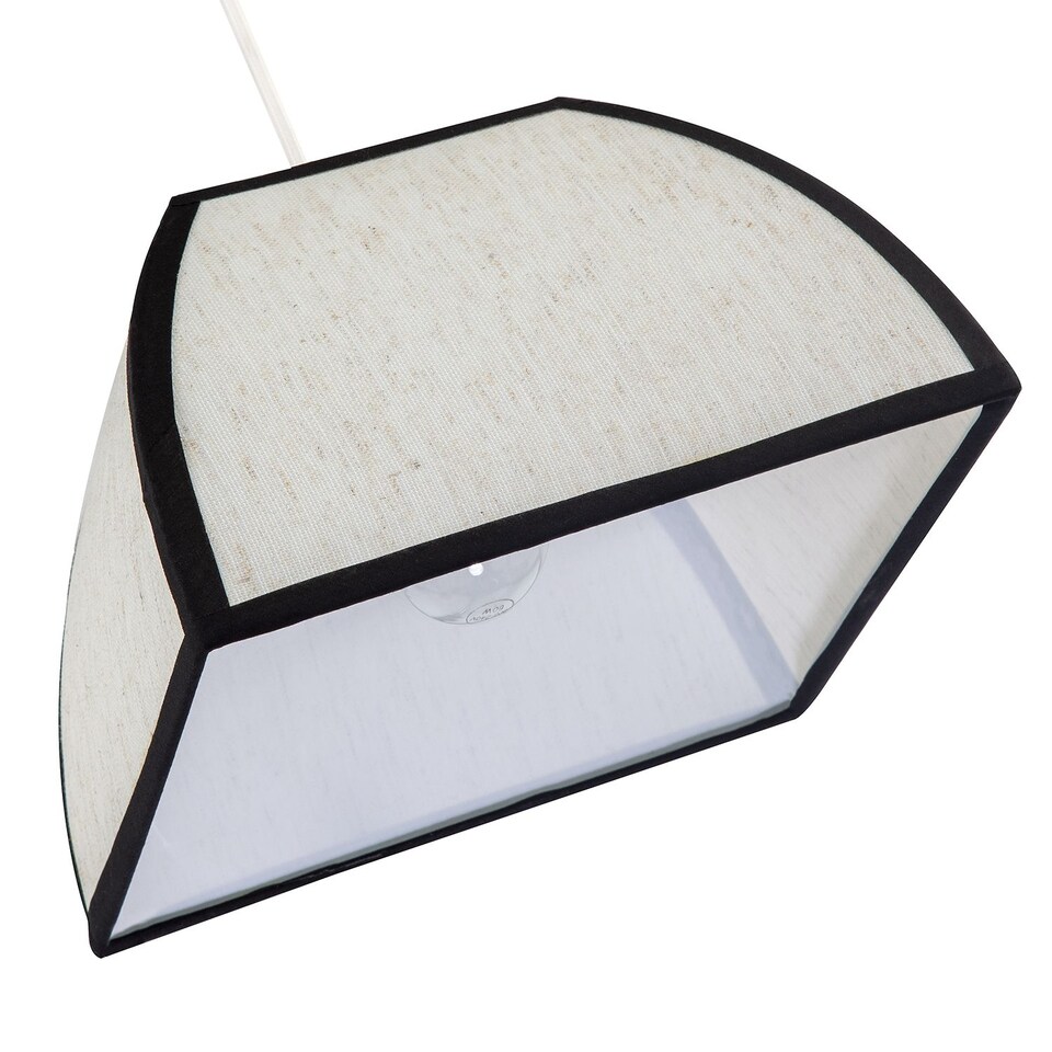image 1 of Vintage Victorian Square Lamp Shade in Oatmeal Linen and Black Trim | Black | Black | 1