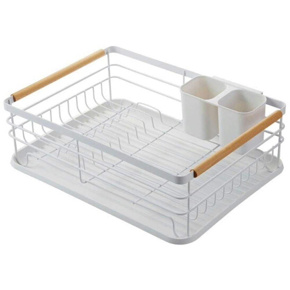 Living and Home Dish Drainer Rack with Removable Drainboard - White | White