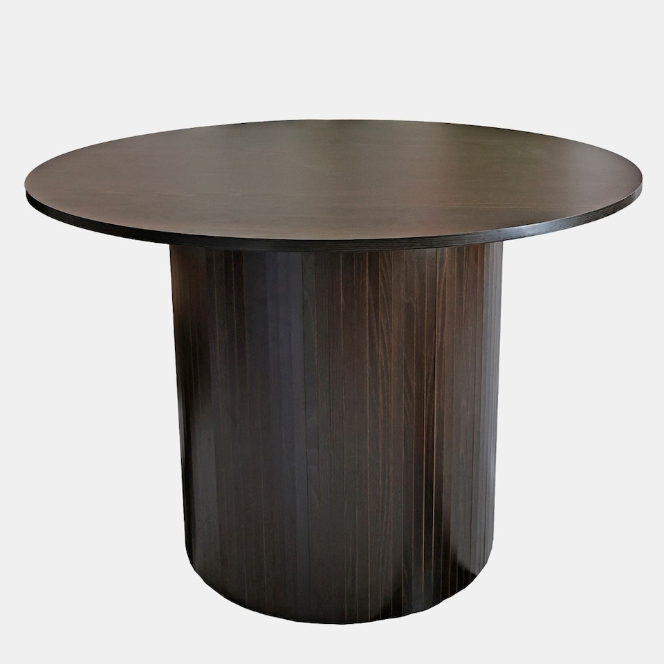 image 1 of OHS Madison Ribbed Round Dining Table Wood Effect - Dark Wood