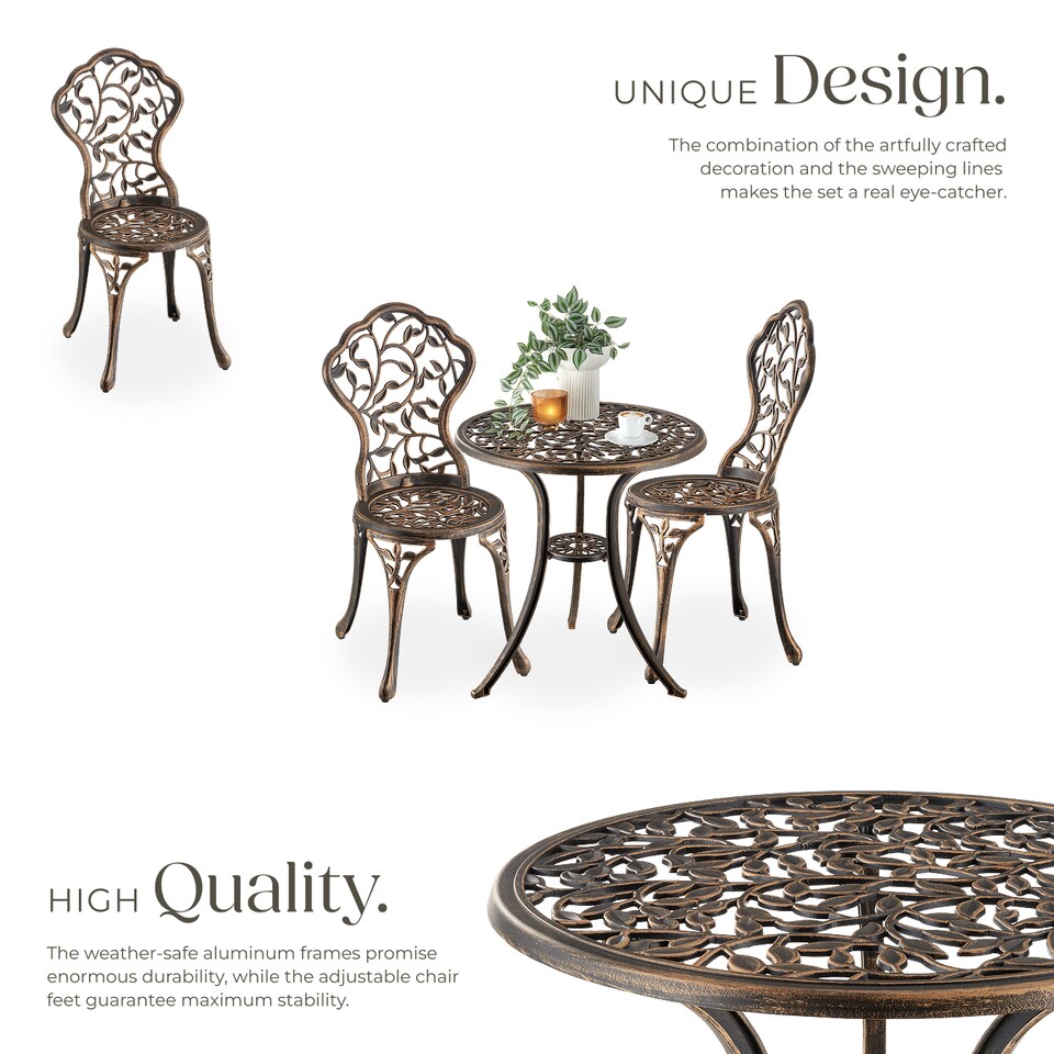 image 1 of Garden Furniture Set with 2 Chairs and 1 Table in a Vintage Bronze Look