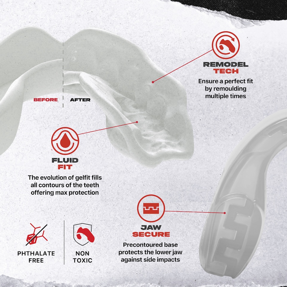 image 1 of SAFEJAWZ Intro Sports Mouth Guard Clear Adult/Junior