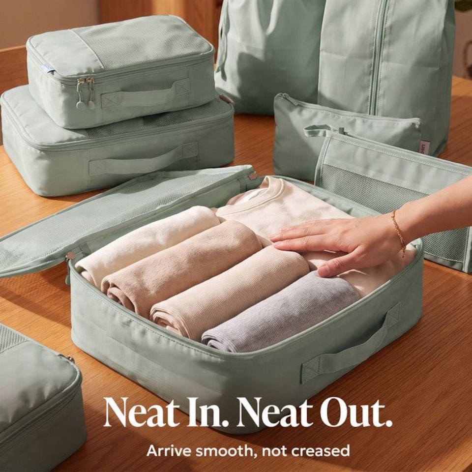 image 1 of Lugg Compression Packing Cubes 8 Piece Travel Suitcase Organiser Set