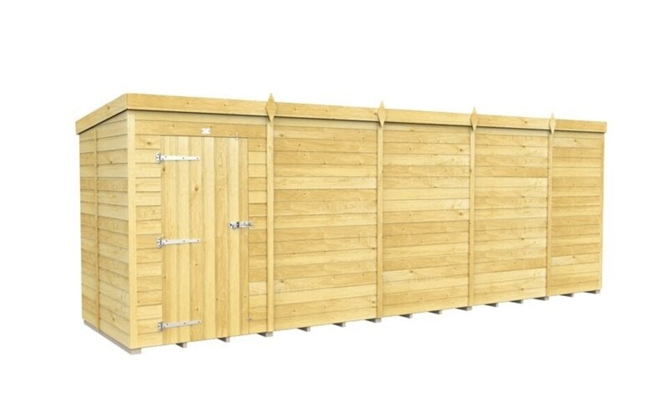 image 1 of 19 x 5 Feet Pent Shed - Single Door Without Windows - Wood - L147 x W560 x H201 cm | Brown