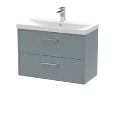 Balterley Winshill Contemporary 2 Drawer Wall Hung Vanity Unit with Thin Edge Basin, Grey, 800mm