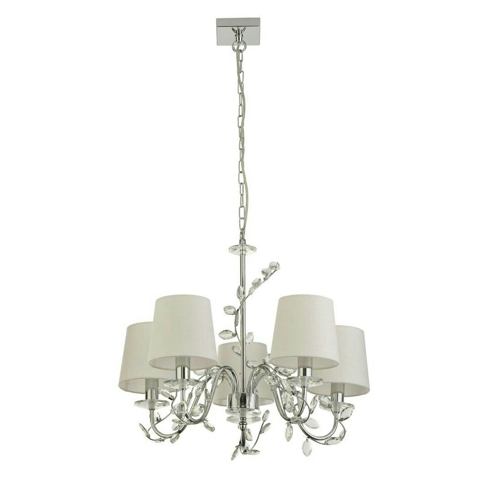 image 1 of Rosie 5 Light Chrome & Clear Glass Trim Shaded Chandelier