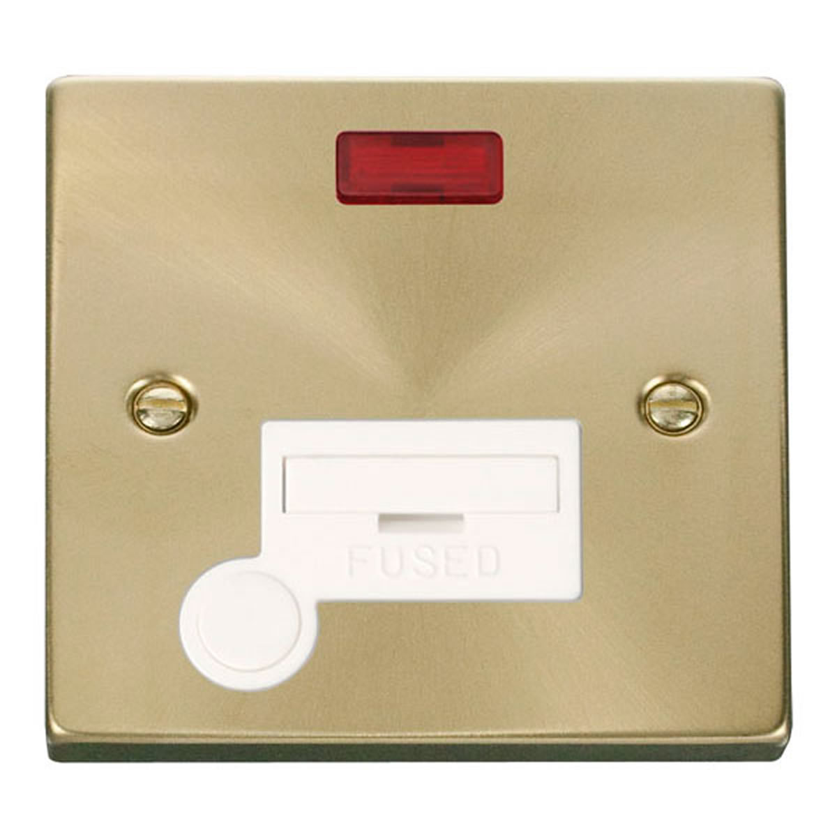 SE HOME Satin Brushed Brass 13A Fused Connection Unit With Neon With Flex Gold Satin Brass