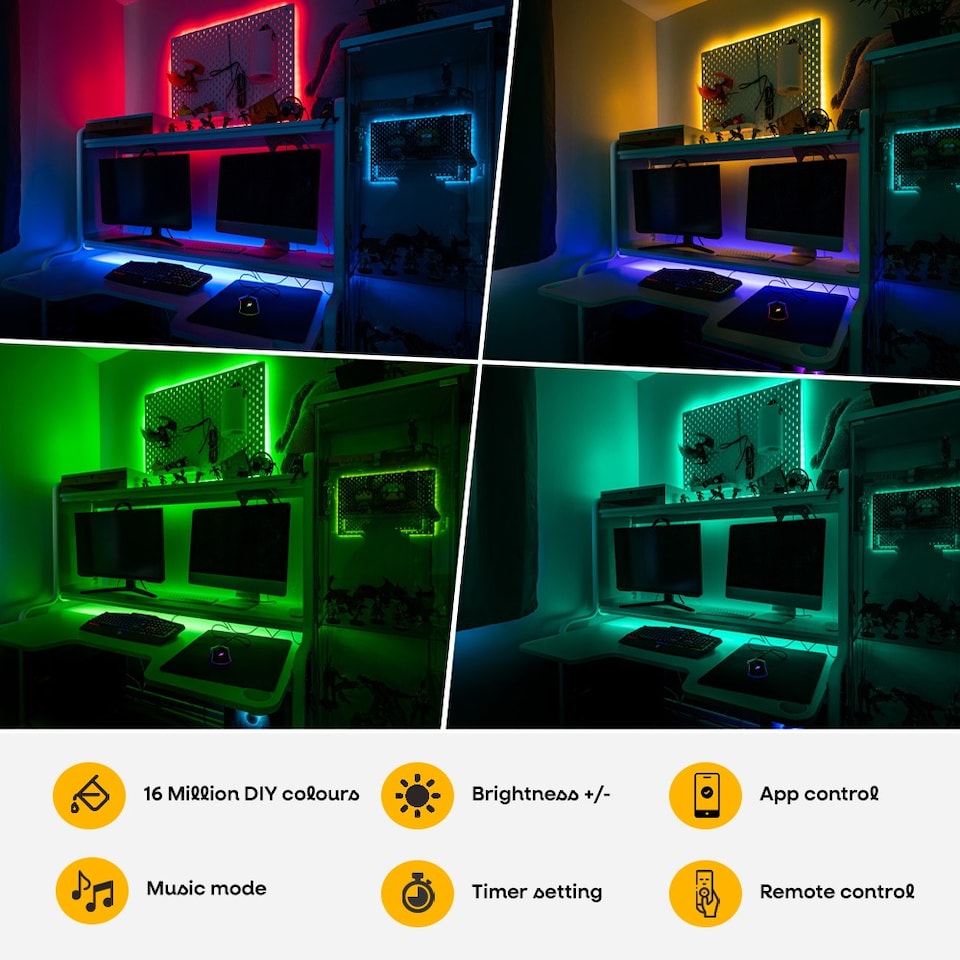 image 1 of ValueLights LED strip LED Strip Light Dimmable Multicolour SMART Strip Light and Integrated LED 24W Multicolour Bulb