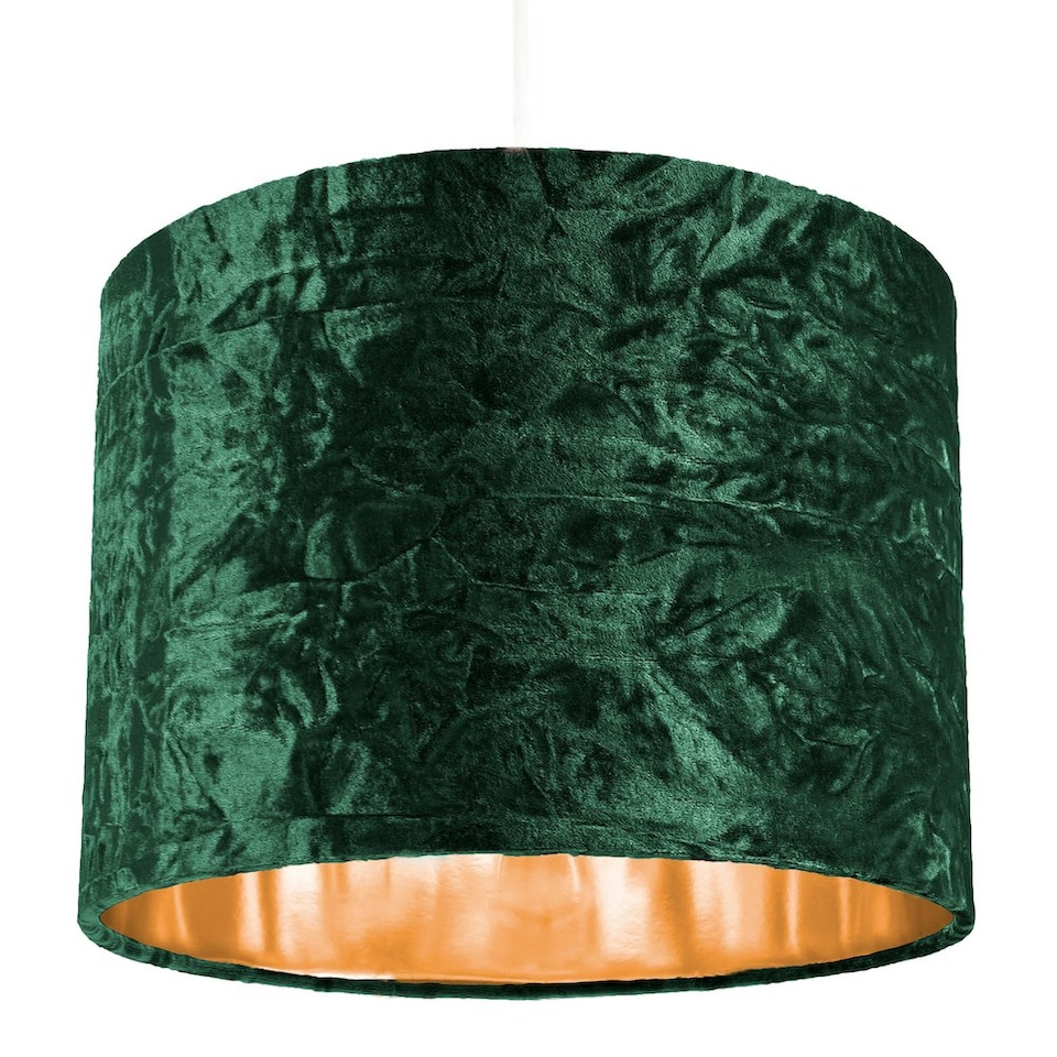 image 1 of Modern Green Crushed Velvet 10" Table/Pendant Lampshade with Shiny Copper Inner