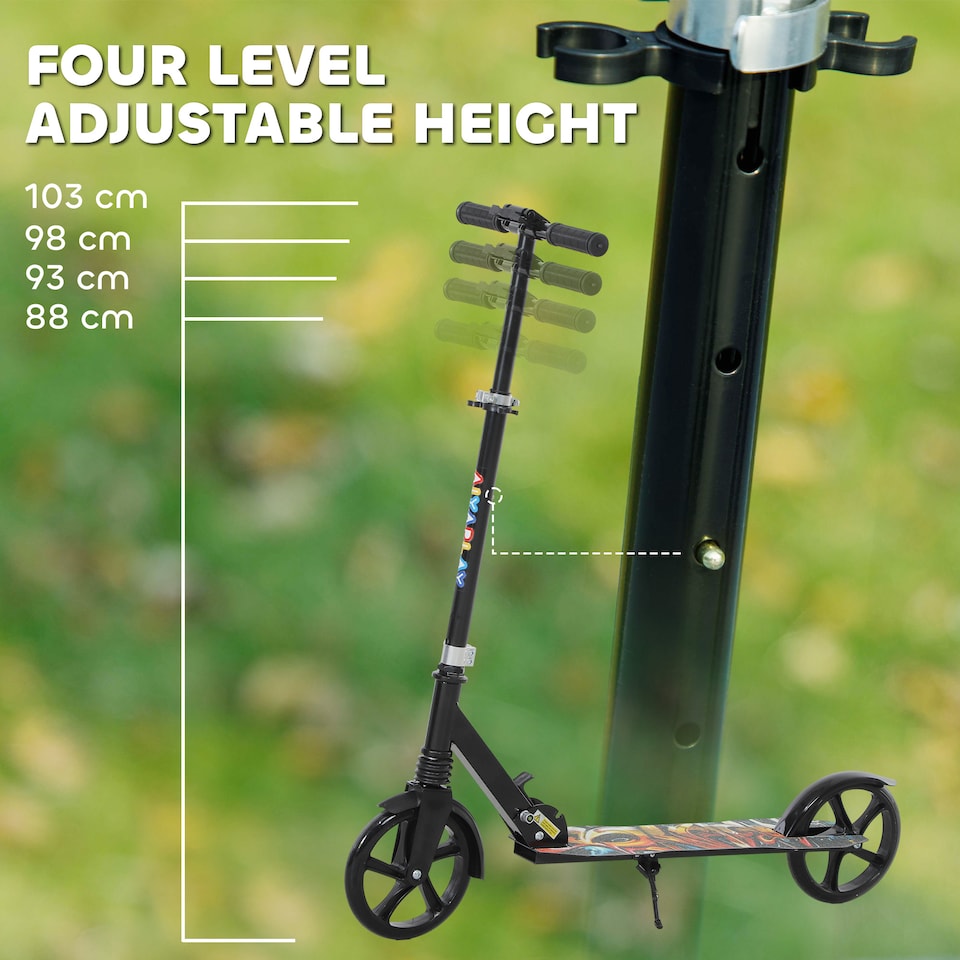 image 1 of AIYAPLAY Kids Scooter, Foldable Kick Scooter w/ Adjustable Handlebar, Black