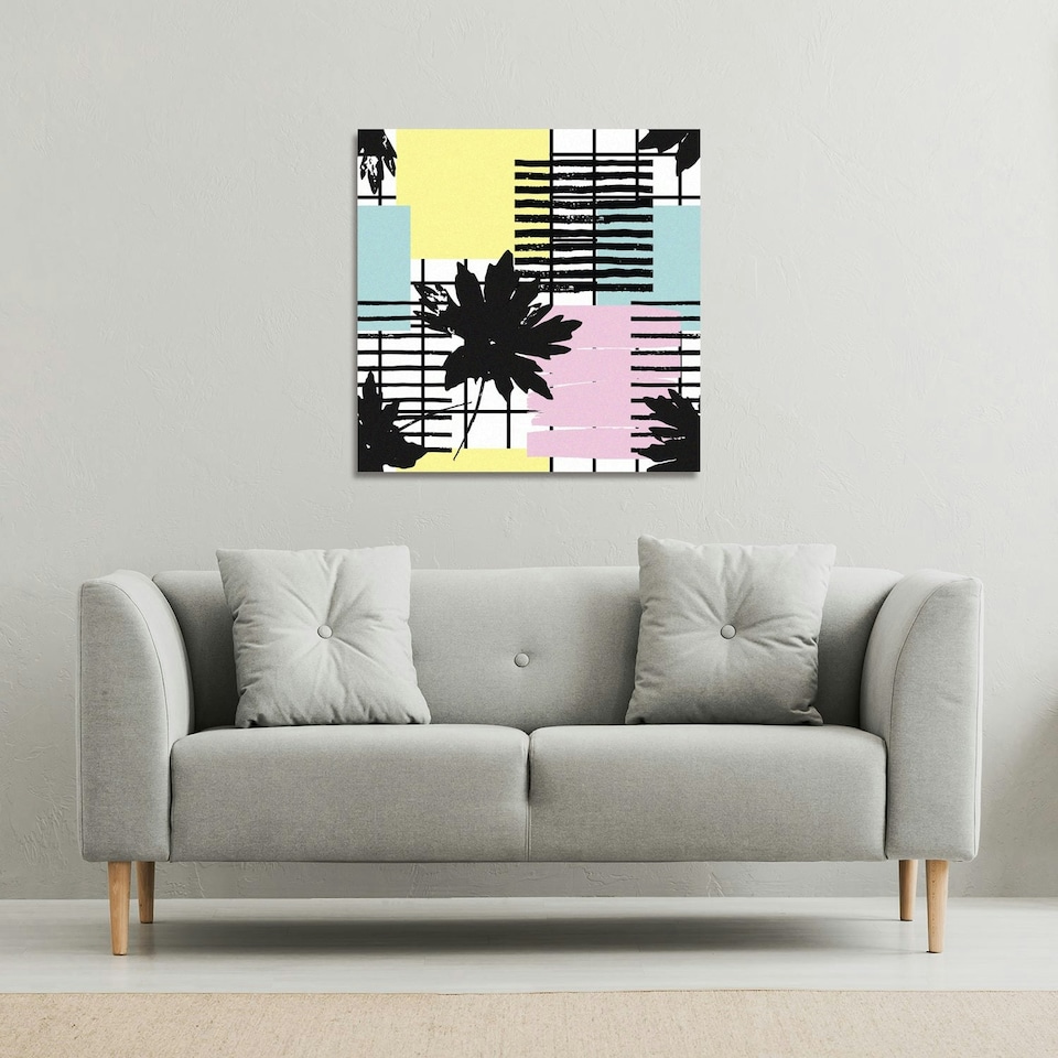 image 1 of Geometric Shape & Leaf Print (Canvas Print) 127 x 127 x 4cm