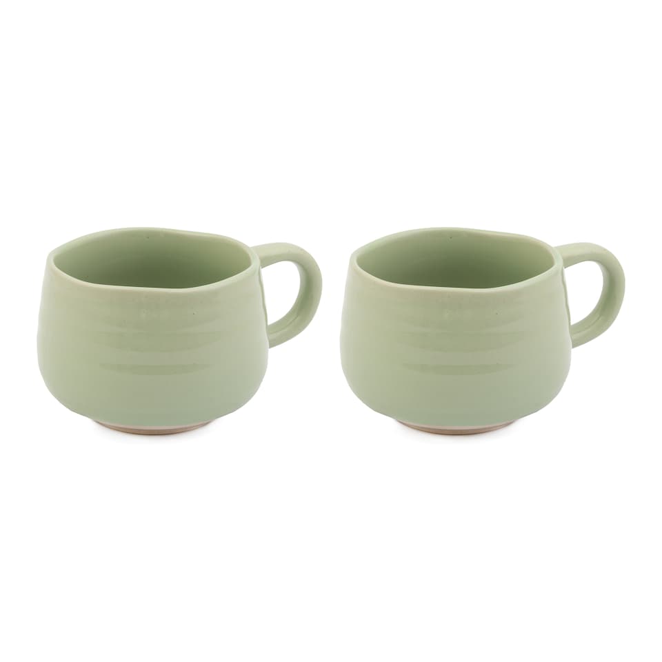 image 1 of Jamie Oliver Big Love Green Stoneware Mugs, Set of 2, 375ml | Green | Green