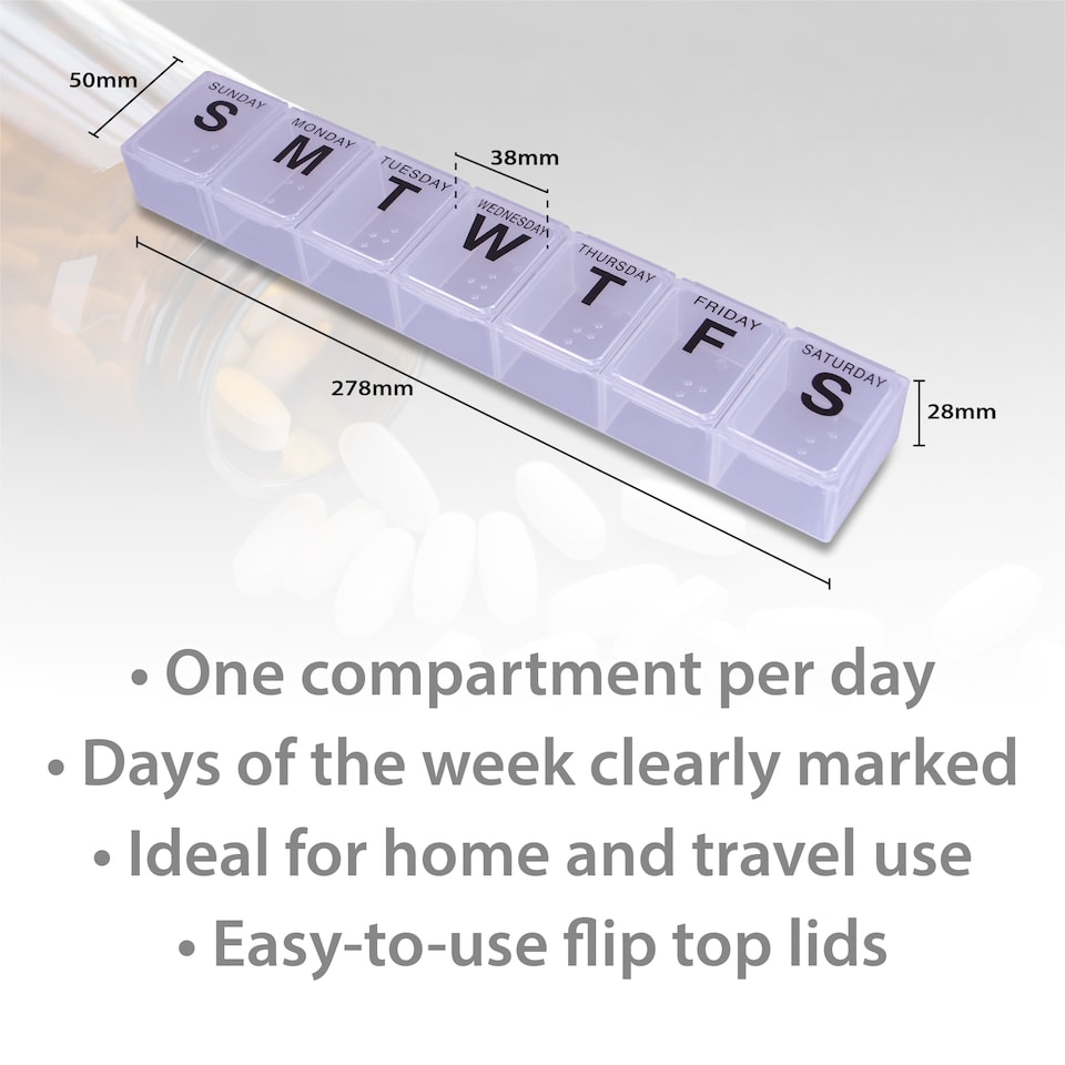 image 1 of Weekly Pill Box Clear White Large