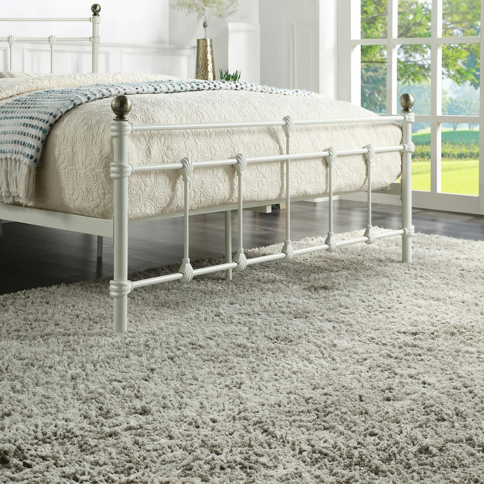 image 1 of Bayford Traditional Vintage Style White Metal Bed Frame (Double) | White | White | Double