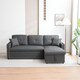image 6 of Sofabed 3 Seater Reversible Sectional Sofa Sleeper Set with Storage Chaise, Built-in Cupholder, Decorative Rivets, Pull-out Bed, and Light Grey Fabric Grey