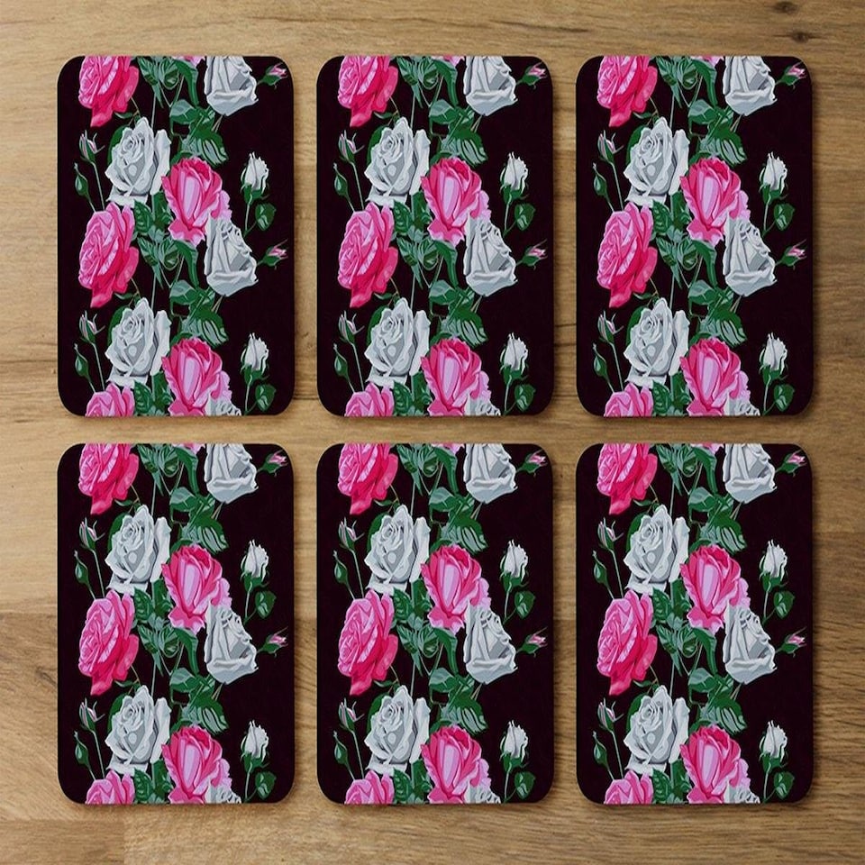 image 1 of Pattern of Pink and White Flowers (Coaster)