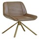 image 4 of Interiors by Premier Grey Genuine Leather Accent Chair, Channel‑Detailed Grey Leather Upholstery, Gold Iron Legs Accent Seating Grey