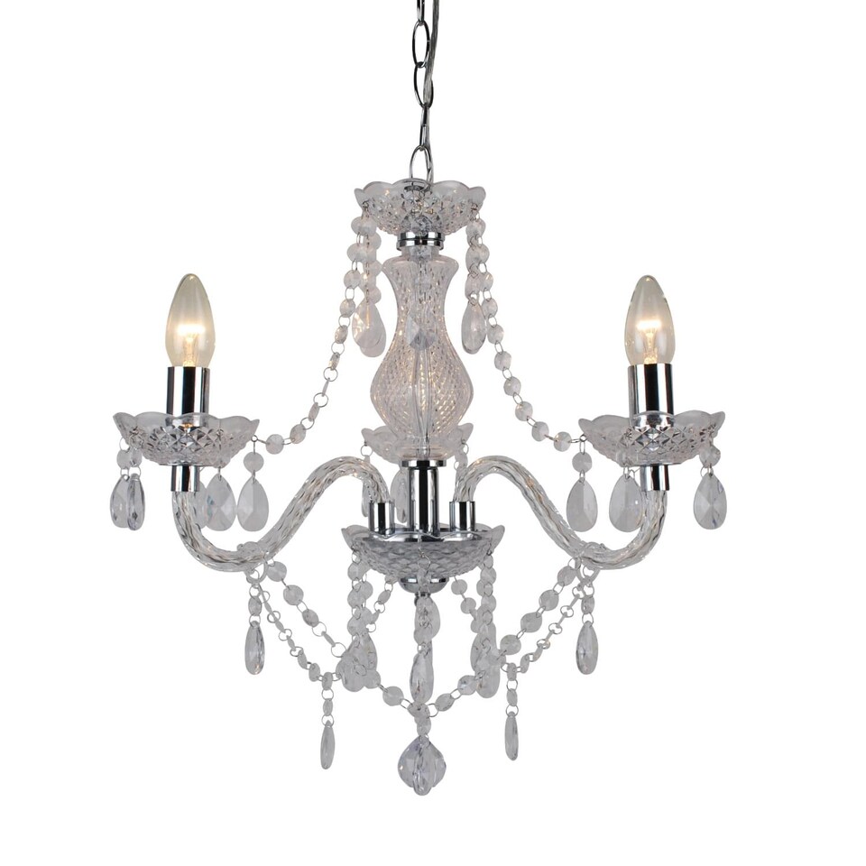 image 1 of Set of 2 Clear and Chrome Marie Therese Style 3 x 40W Chandelier | Clear | Chrome | 2