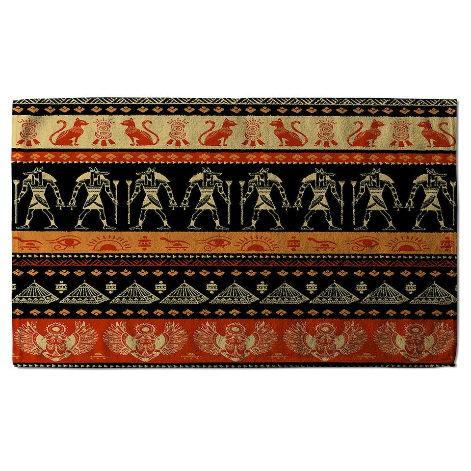 image 1 of Egyptian Heiroglyphs in Orange & Black (Bath Towel)