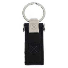West Ham United FC Leather Keyring - Black - One Size