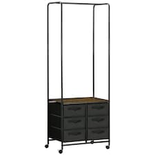 HOMCOM Hanging Clothes Rail Clothes Rack w/ 6 Fabric Drawers for Hallway Bedroom