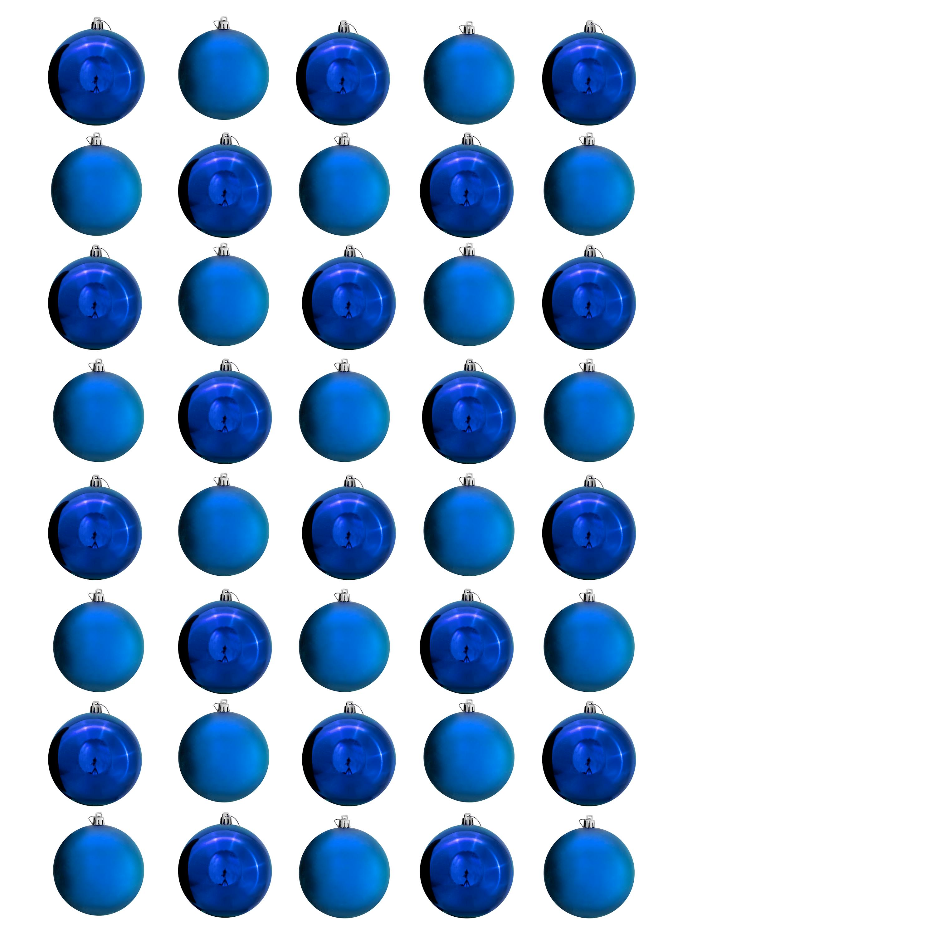 Christmas Tree World 8cm Bauble Set Shiny/Matt (40 pc) - Blue