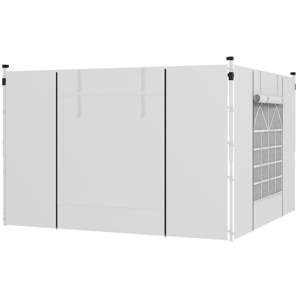 image 1 of Outsunny Gazebo Side Panels with Windows and Doors, for 3x3m or 3x6m Pop Up Gazebo, 2 Pack Sides Replacement, White