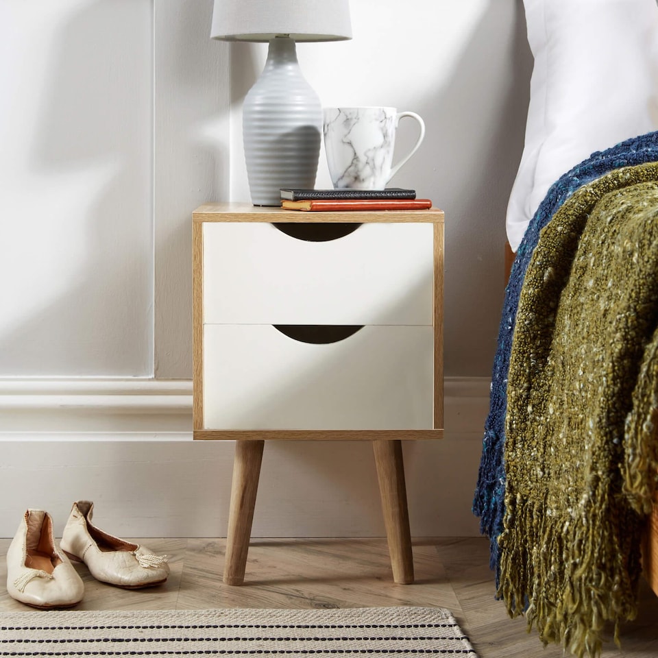 image 1 of Bedside Table Nightstand Compact Design 2 Drawers